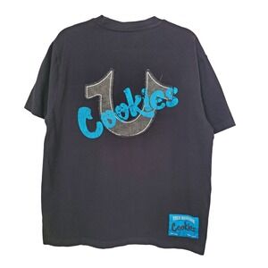 True Religion x Cookies Brand Black Short Sleeve Applique Logo T Shirt Mens L